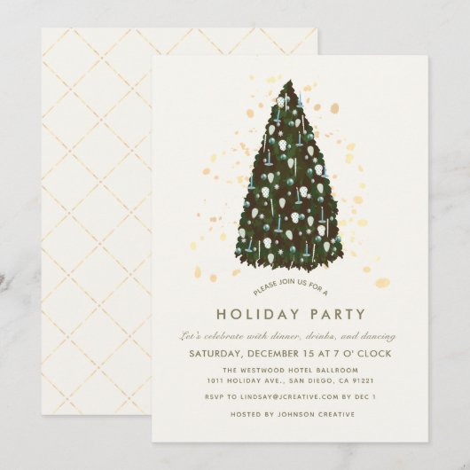 Uitnodiging voor White Business Christmas Holiday  (Voorkant / Achterkant)