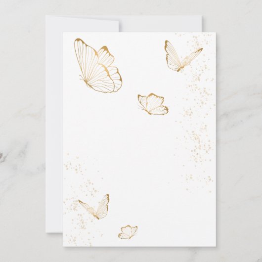 Uitnodiging voor White Gold Butterfly Bridal Showe (Achterkant)