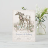 Uitnodiging voor White Horse Birthday Party (Staand voorkant)