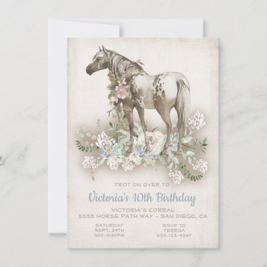 Uitnodiging voor White Horse Birthday Party (Voorkant)