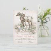 Uitnodiging voor White Horse Birthday Party (Staand voorkant)