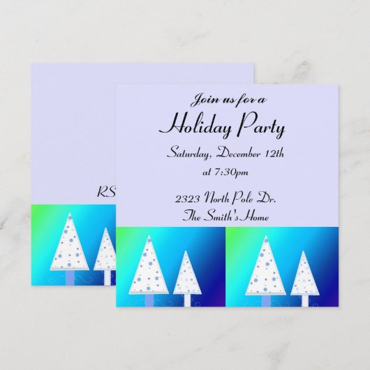Uitnodiging voor White KerstTrees Holiday Party (Voorkant / Achterkant)