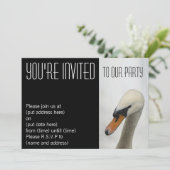 Uitnodiging voor White Macro Swan Party (Staand voorkant)