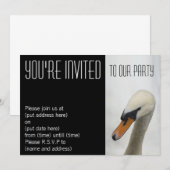 Uitnodiging voor White Macro Swan Party (Voorkant / Achterkant)