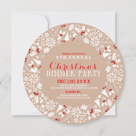 Uitnodiging voor White & Tan Kerstmis (Achterkant)