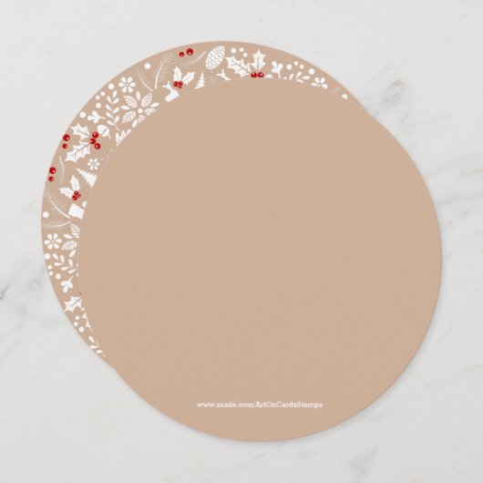 Uitnodiging voor White & Tan Kerstmis (Voorkant / Achterkant)