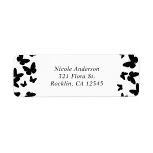 Uitnodiging voor White with Black Butterflies-fees Etiket
