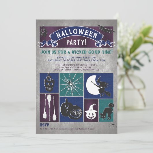 Uitnodiging voor 'Wicked Good Time Halloween-feest (Staand voorkant)