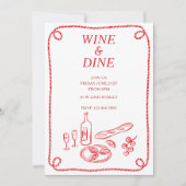 Uitnodiging voor wijn- en dineerzomerfeest (Voorkant)