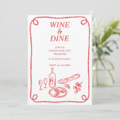 Uitnodiging voor wijn- en dineerzomerfeest (Staand voorkant)