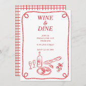 Uitnodiging voor wijn- en dinerzomerfeest (Voorkant / Achterkant)