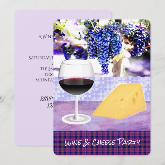 Uitnodiging voor wijn- en kaaspartijen (Voorkant / Achterkant)