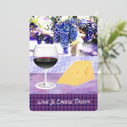 Uitnodiging voor wijn- en kaaspartijen (Staand voorkant)