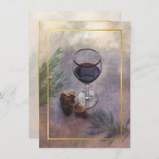 uitnodiging voor wijn en knoflook (Voorkant / Achterkant)