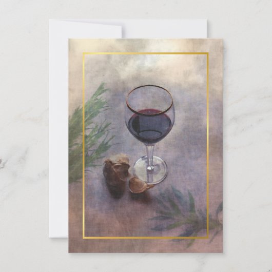 uitnodiging voor wijn en knoflook (Voorkant)