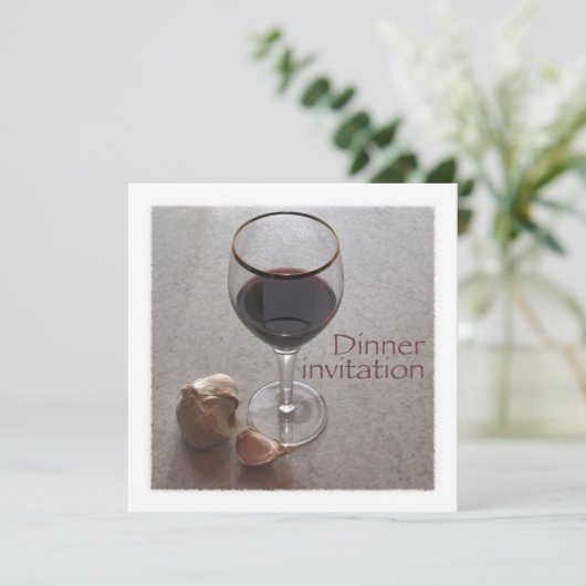 uitnodiging voor wijn en knoflook (Staand voorkant)