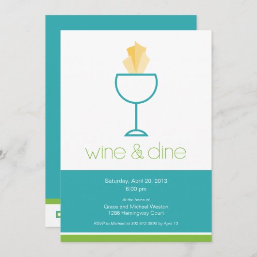 Uitnodiging voor wijn en wijn (Voorkant / Achterkant)