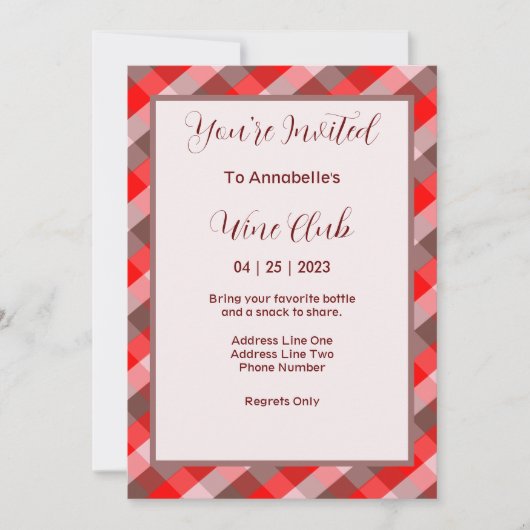 Uitnodiging voor wijnclub (Voorkant)