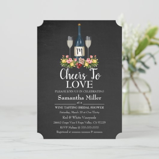 Uitnodiging voor wijnmakerij of bruidsdouche (Staand voorkant)