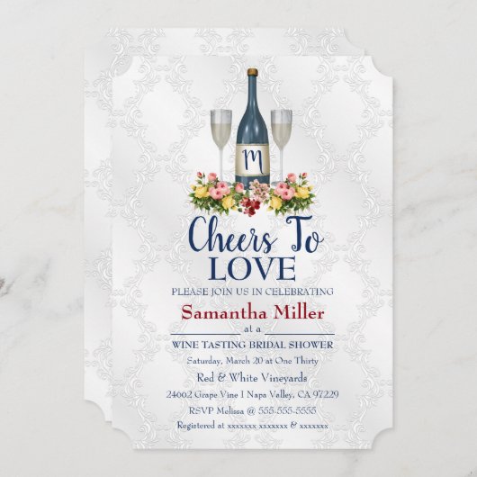 Uitnodiging voor wijnmakerij of bruidsdouche (Voorkant / Achterkant)