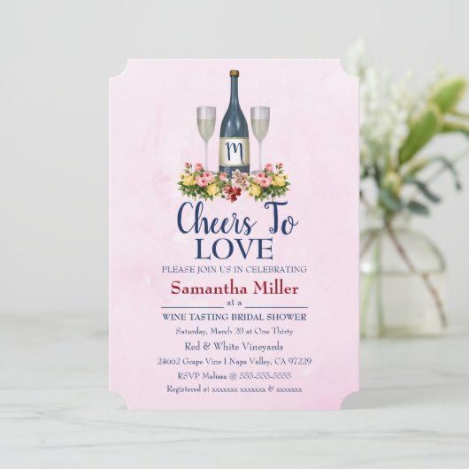 Uitnodiging voor wijnmakerij of bruidsdouche (Staand voorkant)
