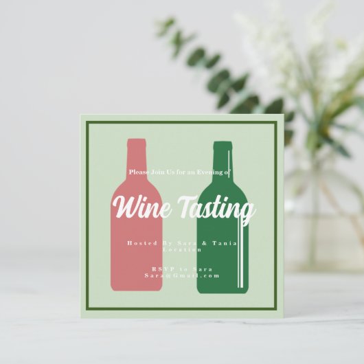 Uitnodiging voor wijnproeverij (Staand voorkant)