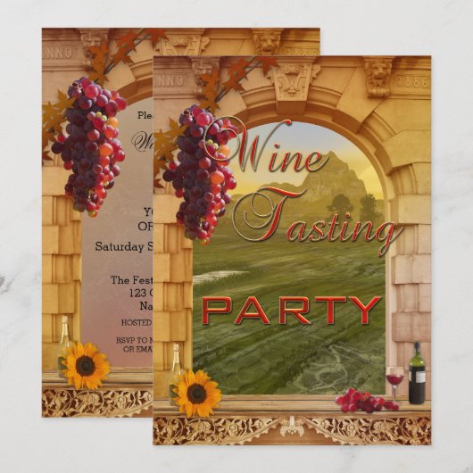 Uitnodiging voor wijnproeverij in wijngaard (Voorkant / Achterkant)