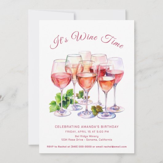 Uitnodiging voor wijnproeverij verjaardag (Voorkant)