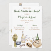 Uitnodiging voor wijnproeverij weekend voor meisje (Voorkant / Achterkant)