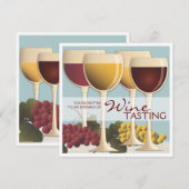 Uitnodiging voor wijnsteenwinning van wijnglas en  (Voorkant / Achterkant)