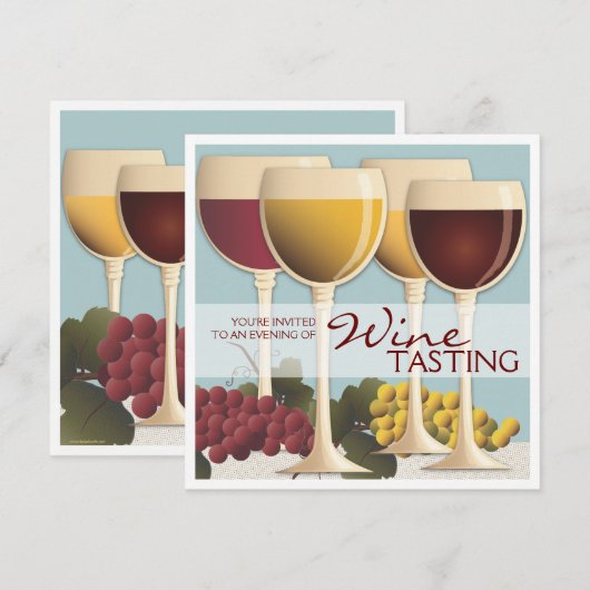 Uitnodiging voor wijnsteenwinning van wijnglas en  (Voorkant / Achterkant)