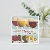 Uitnodiging voor wijnsteenwinning van wijnglas en  (Staand voorkant)