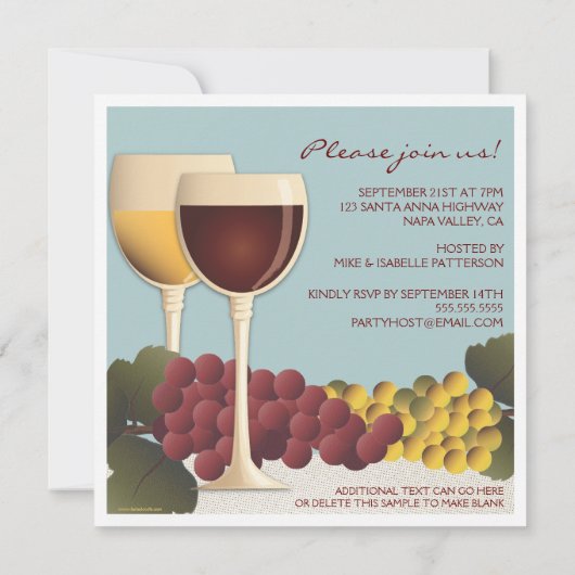 Uitnodiging voor wijnsteenwinning van wijnglas en  (Achterkant)