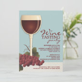 Uitnodiging voor wijnsteenwinning van wijnglas en  (Staand voorkant)