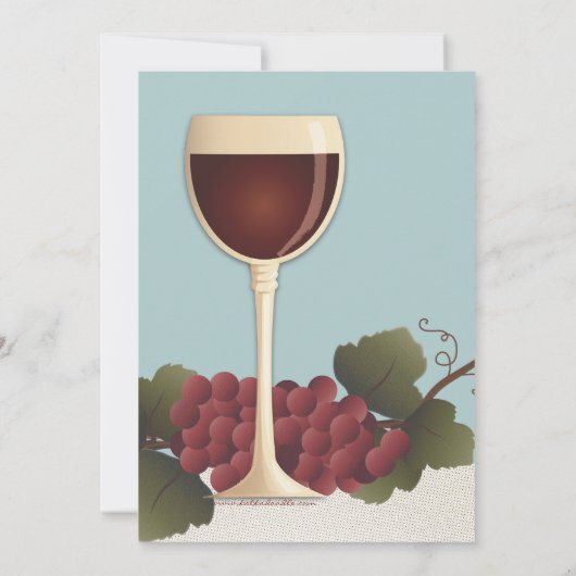 Uitnodiging voor wijnsteenwinning van wijnglas en  (Achterkant)