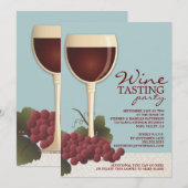 Uitnodiging voor wijnsteenwinning van wijnglas en  (Voorkant / Achterkant)