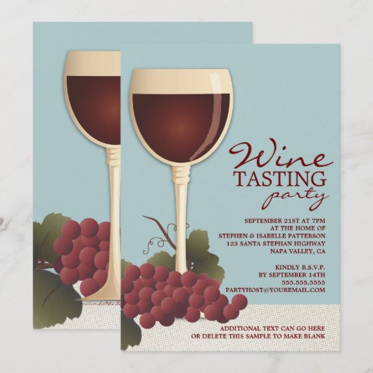 Uitnodiging voor wijnsteenwinning van wijnglas en  (Voorkant / Achterkant)