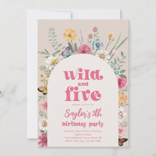 Uitnodiging voor Wild en Five Wildflower (Voorkant)
