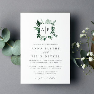 Uitnodiging voor Wild Forest Monogram Wedding