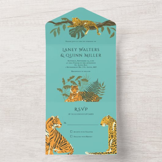 Uitnodiging voor Wild Safari Big Cats Bruiloft All (Binnen)