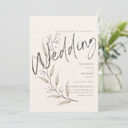 Uitnodiging voor wildbloemen bruiloft - bloemenpri (Staand voorkant)