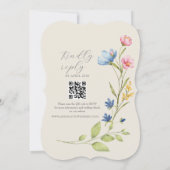 Uitnodiging voor wildbloemenbruiloft met QR-code (Achterkant)