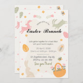 Uitnodiging voor Wilde Bloem Konijn (Voorkant / Achterkant)