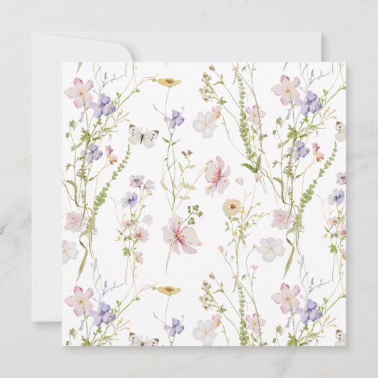 Uitnodiging voor wilde bloemendoop voor meisje (Achterkant)