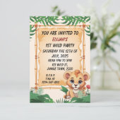 Uitnodiging voor wilde één - Cute Leeuw Jungle The (Staand voorkant)