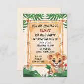 Uitnodiging voor wilde één - Cute Leeuw Jungle The (Voorkant / Achterkant)