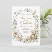 Uitnodiging voor Wildflower Baby Shower (Staand voorkant)