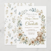 Uitnodiging voor Wildflower Baby Shower (Voorkant / Achterkant)