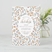 uitnodiging voor wildflower babyshower - licht ora (Staand voorkant)