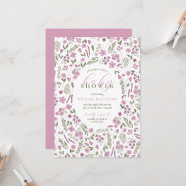 uitnodiging voor wildflower babyshower - paars